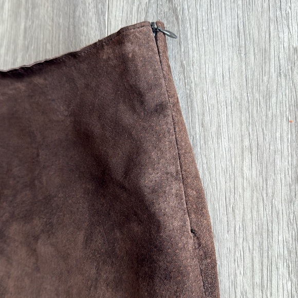 Vintage Leather Le Chateau Suede Straight Midi Skirt Chocolate Brown - Picture 5 of 5